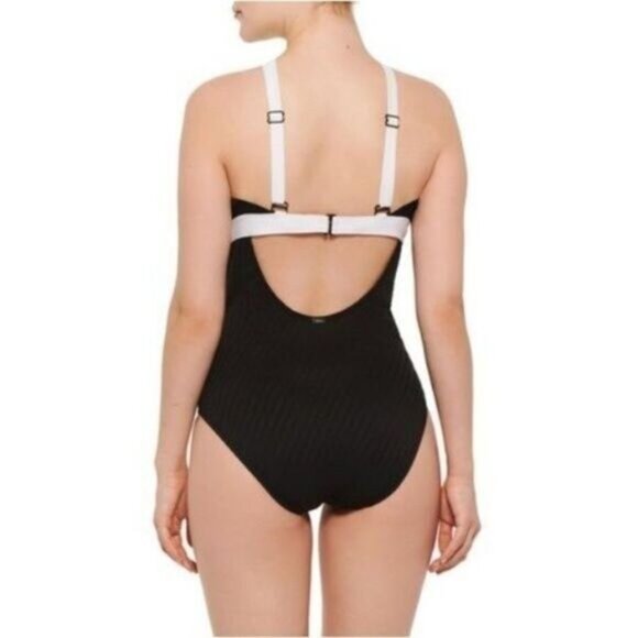 KRISTA - NWOT One Piece Swimsuit Colorblock B&W Sz 24 W D - Picture 2 of 12